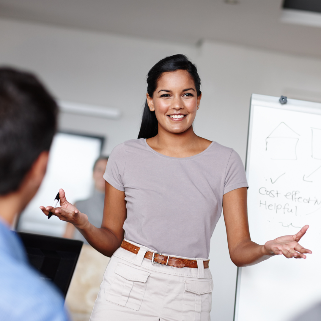 image of a woman presenting