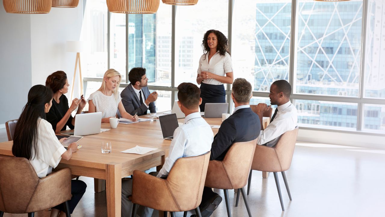 woman presenting in a meeting